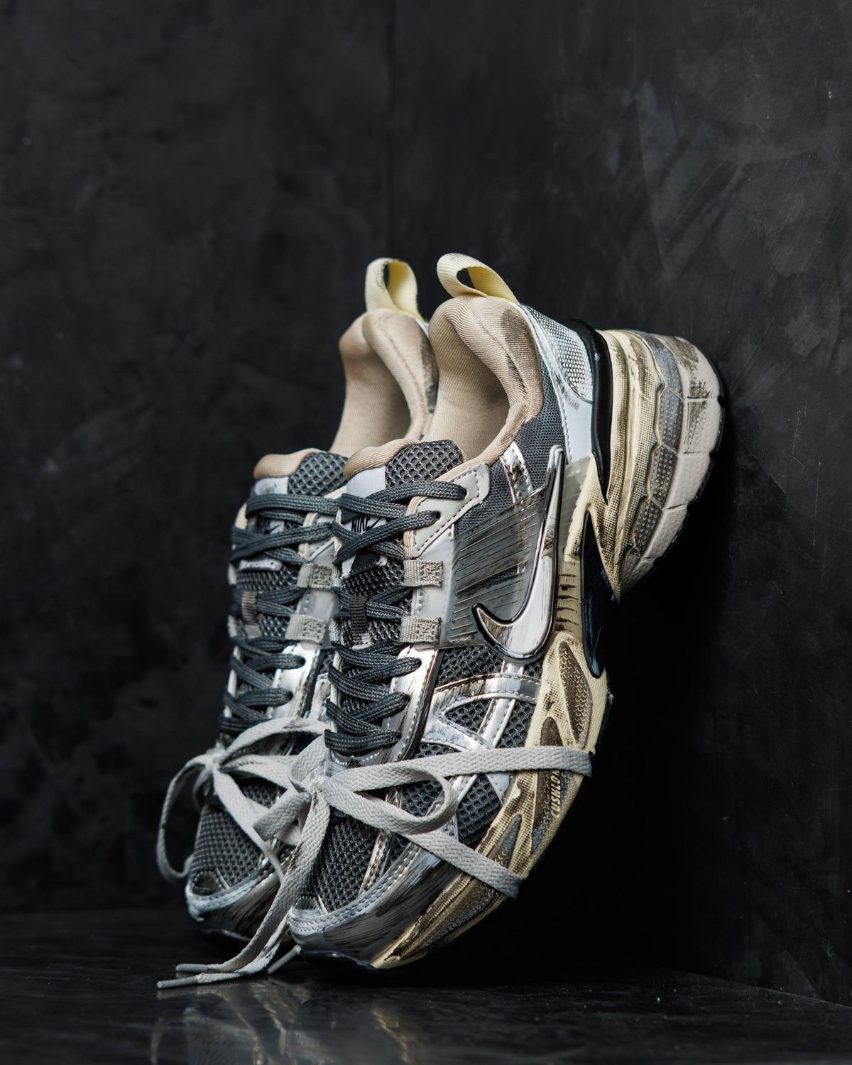 Кросівки Nike V2K Runtekk Grey Silver Custom NK373 фото