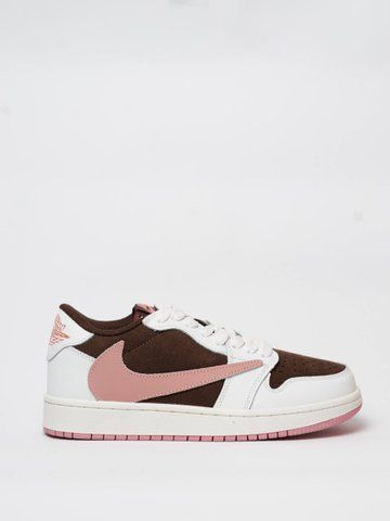 Кросівки Nike Air Jordan 1 Low x Travis Scott White Brown Pink NK356 фото